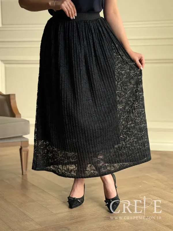 دامن راسته پلیسه گیپور قد 88