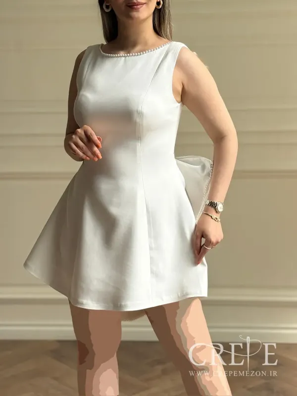 پیراهن یقه مرواریدی پشت پاپیون