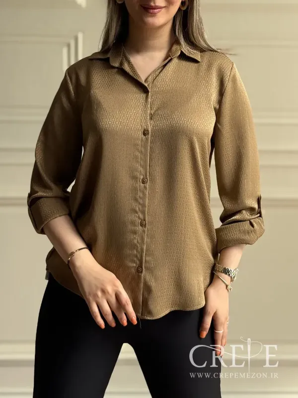 شومیز ساتن سیلک طرح زنجیری زری دار 