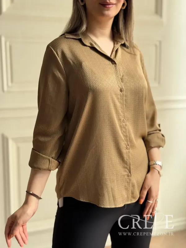 شومیز ساتن سیلک طرح زنجیری زری دار 