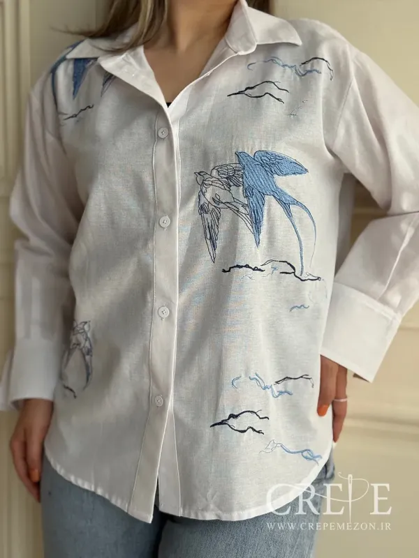 شومیز لینن سوزن دوزی پرستو قد 66 