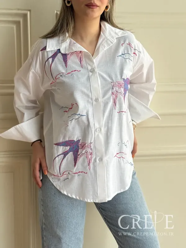 شومیز لینن سوزن دوزی پرستو قد 66 