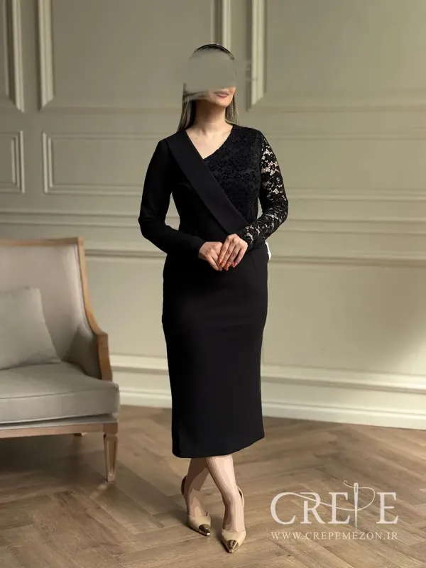 پیراهن چپ وراستی یکطرفه گیپور مخمل