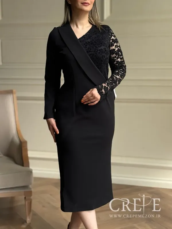 پیراهن یکطرفه گیپور مخمل