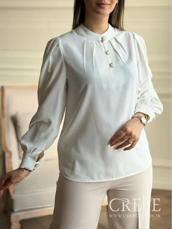 شومیز یقه پیله دار سه دکمه