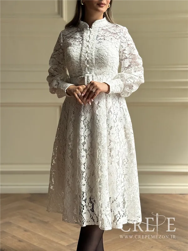 پیراهن گیپور جلو دکمه