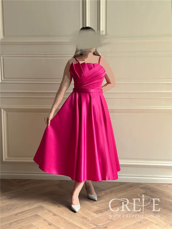 پیراهن کوتاه صدفی ساتن آمریکایی