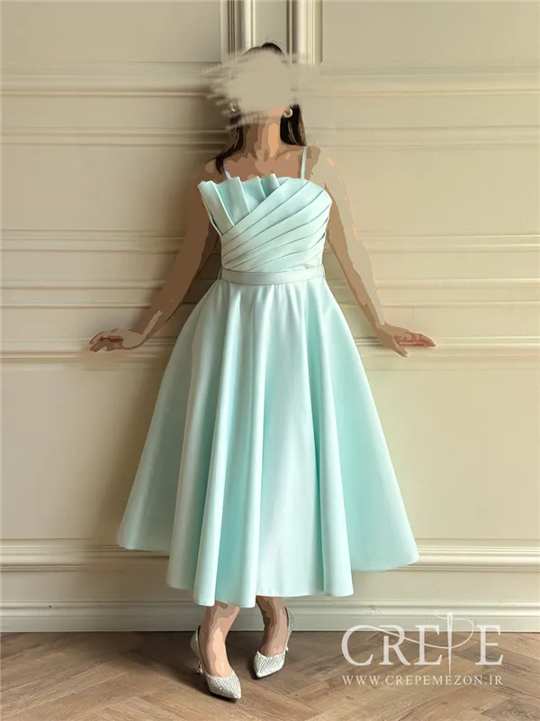 پیراهن کوتاه صدفی ساتن آمریکایی