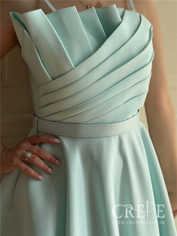 پیراهن کوتاه صدفی ساتن آمریکایی