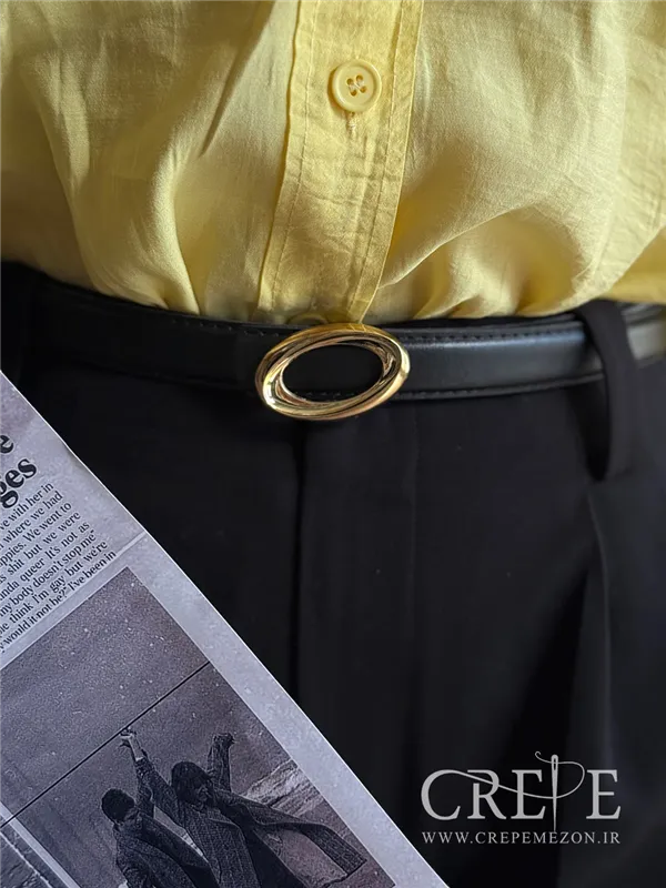 کمربند 2/5 سانت سگک بیضی طلایی