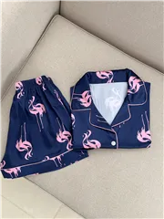 بلوز شلوارک طرح فلامینگو