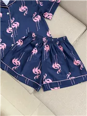 بلوز شلوارک طرح فلامینگو