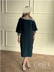 پیراهن میدی یقه مرواریدی