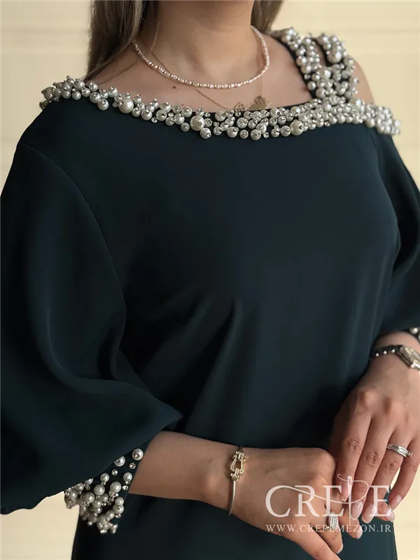 پیراهن میدی یقه مرواریدی