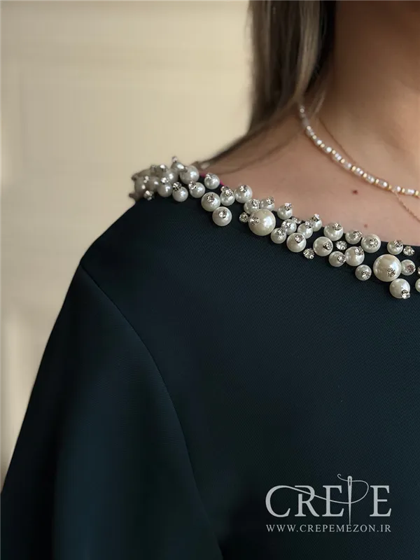 پیراهن میدی یقه مرواریدی