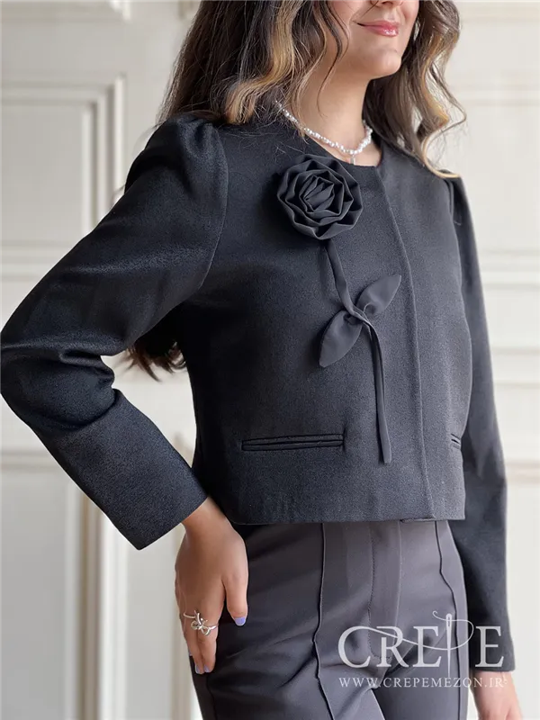 کت کراپ کتان لمه گل رز
