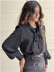 شومیزالیزه یقه کرواتی آستین مچ دار