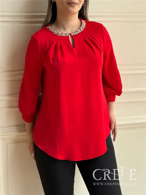 شومیز جلو پیله یقه نگینی