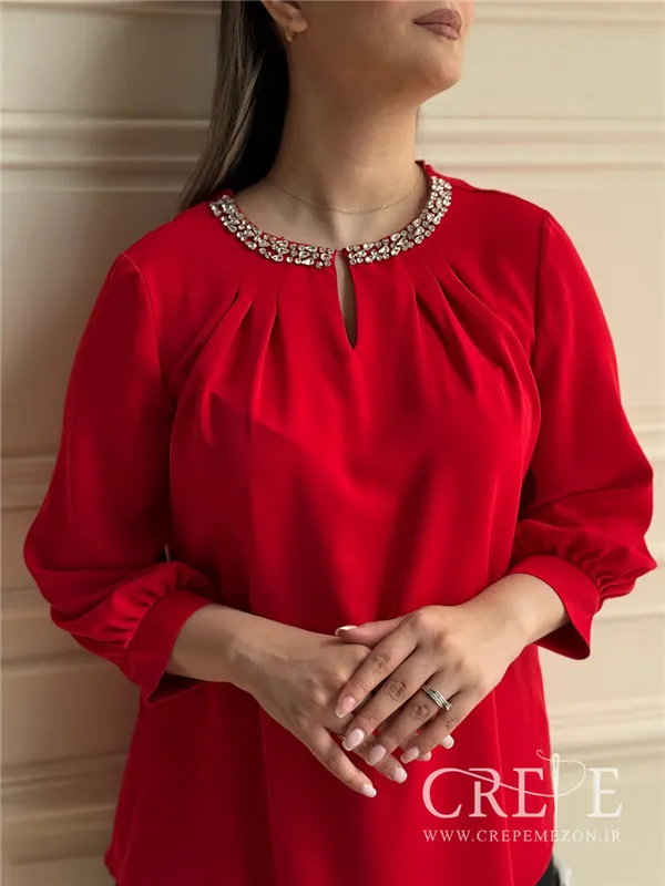 شومیز جلو پیله یقه نگینی