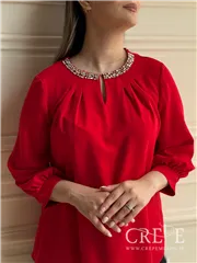 شومیز جلو پیله یقه نگینی