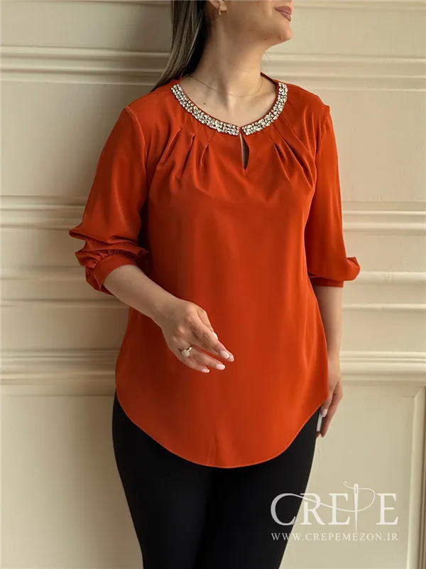 شومیز جلو پیله یقه نگینی