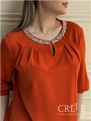 شومیز جلو پیله یقه نگینی