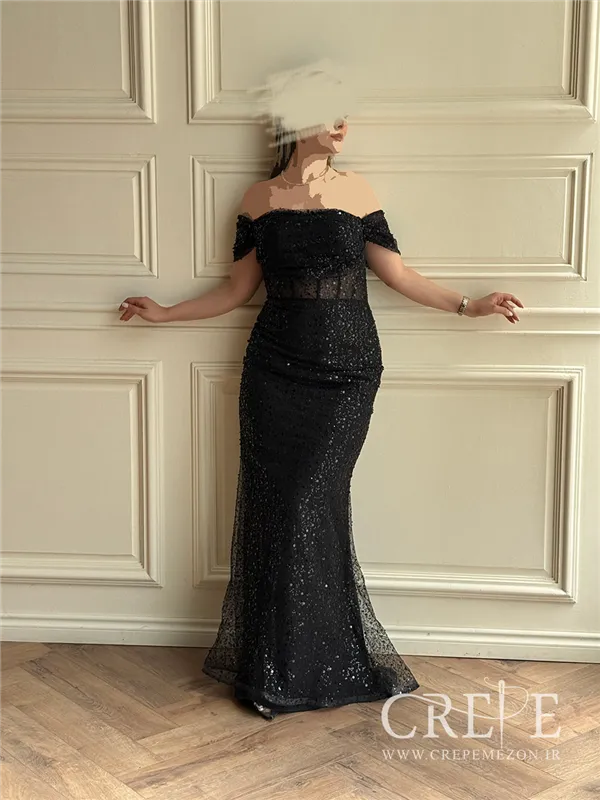 پیراهن دکلته تور پولکی