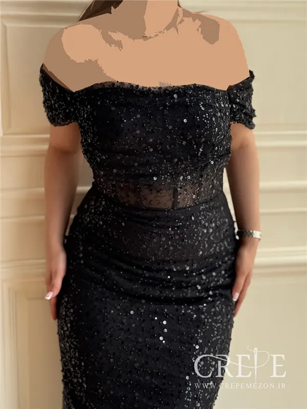 پیراهن دکلته تور پولکی