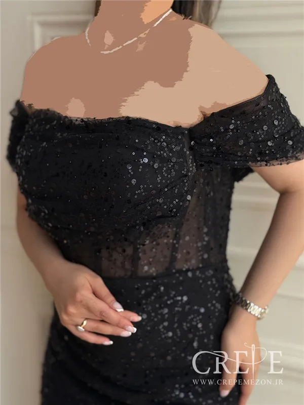 پیراهن دکلته تور پولکی