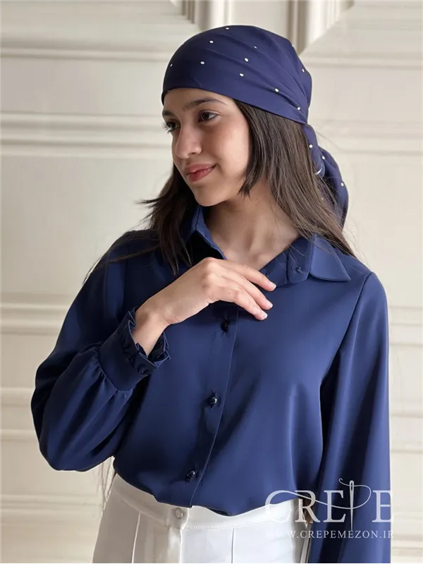 شومیزالیزه یقه مردانه آستین چین دار