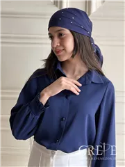 شومیزالیزه یقه مردانه آستین چین دار