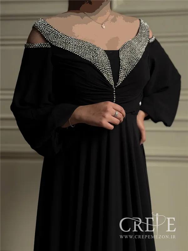 ماکسی بالا تنه چین دار نگینی