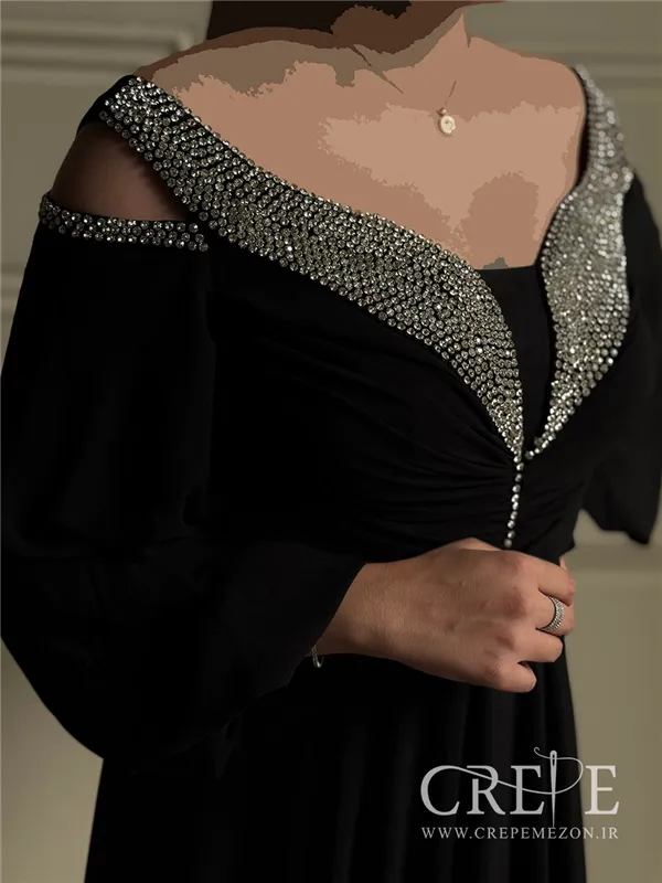 ماکسی بالاتنه چین دار نگینی