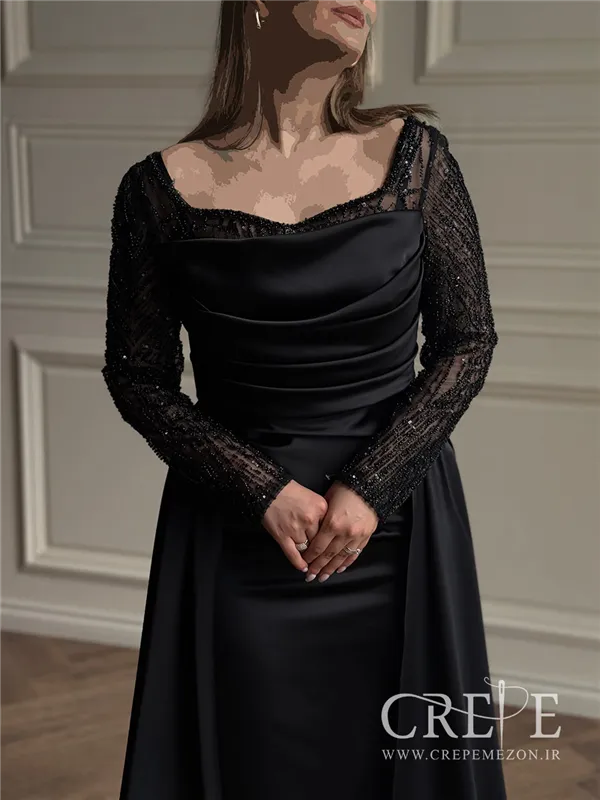 ماکسی یقه دلبری آستین دار یکتا