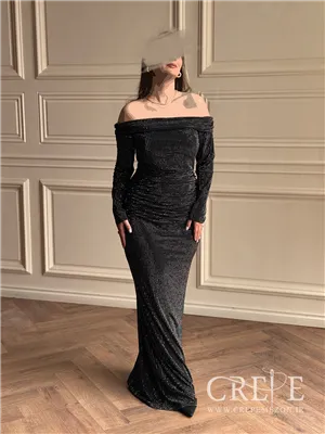 ماکسی یقه قایقی نگینی سایز بزرگ