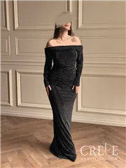 ماکسی یقه قایقی نگینی سایز بزرگ