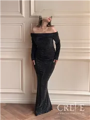 ماکسی یقه قایقی نگینی سایز بزرگ