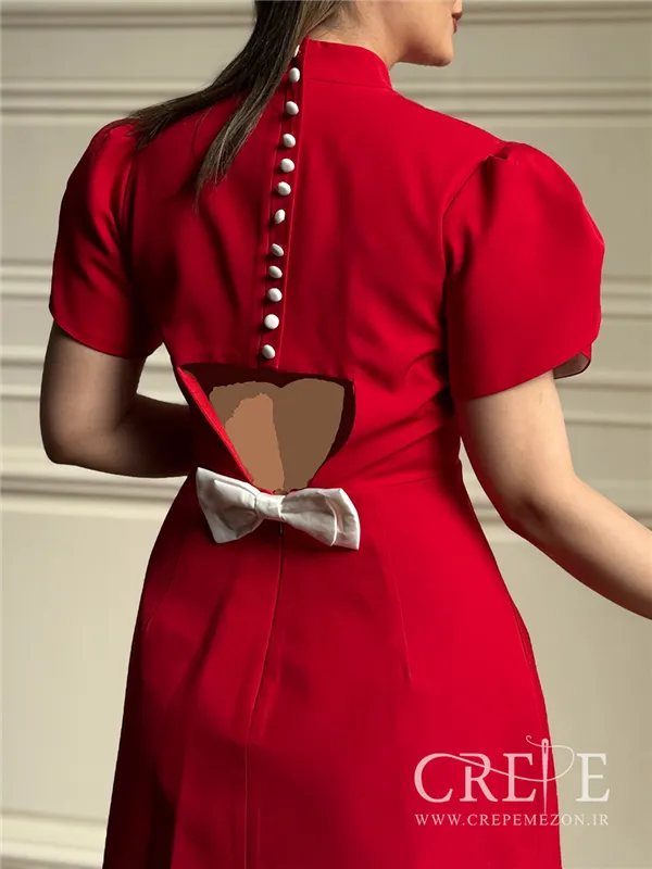 پیراهن عروسکی دکمه نما پاپیونی