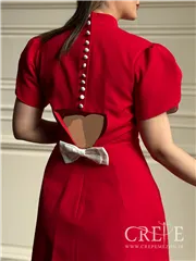 پیراهن عروسکی دکمه نما پاپیونی