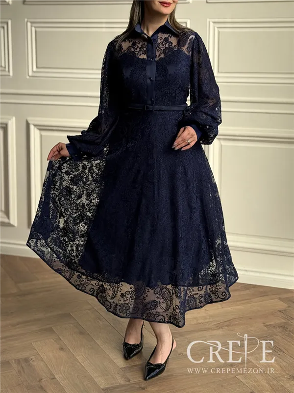 پیراهن تورگیپور و ساتن 4 دکمه