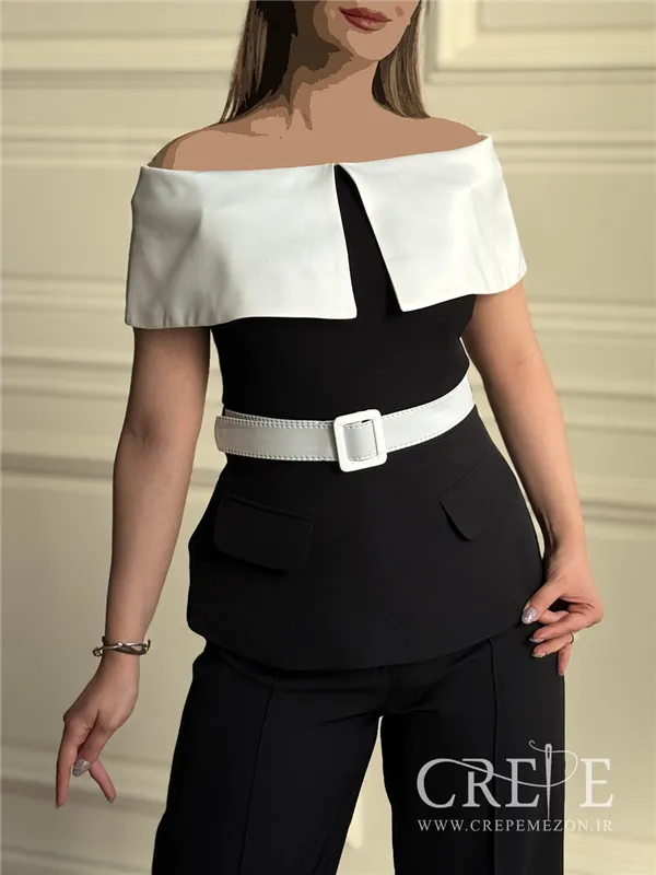 ست بلوز و شلوار کرپ کجراه یقه ملوانی