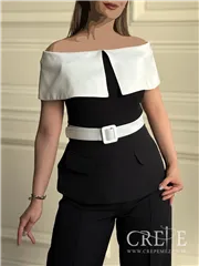 ست بلوز و شلوار کرپ کجراه یقه ملوانی