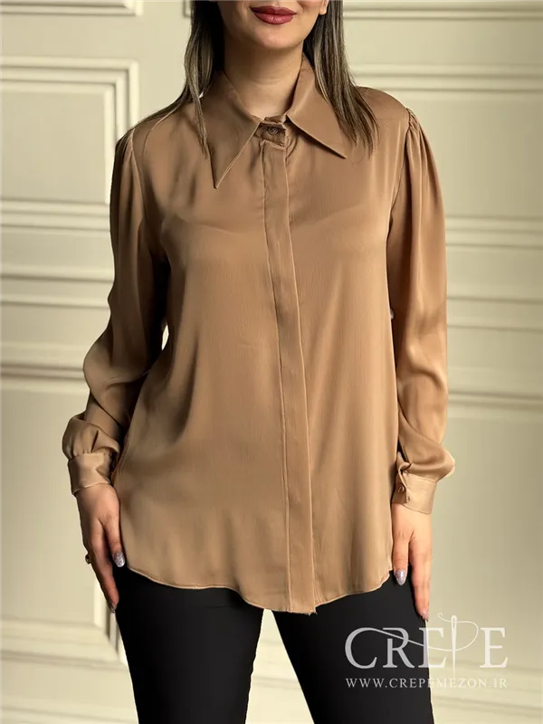 شومیز دکمه مخفی یقه خرگوشی