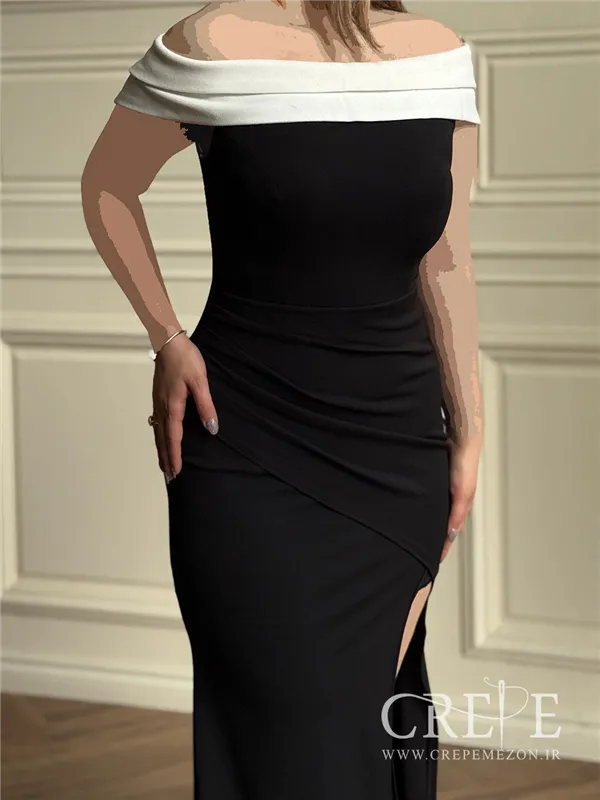 ماکسی یقه قایقی کمربندی