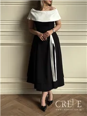 پیراهن کوتاه یقه قایقی چاکدار