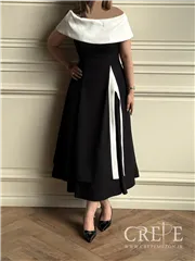 پیراهن کوتاه یقه قایقی چاکدار