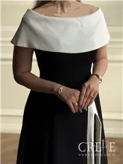 پیراهن کوتاه یقه قایقی چاکدار