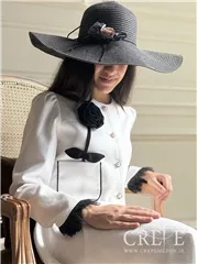 ست کت ودامن کتان لمه گل رز 