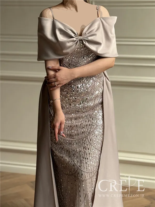 ماکسی دکلته پاپیونی کارشده نجلا