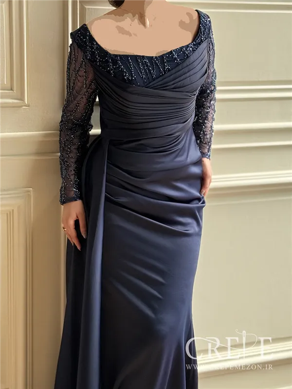 ماکسی چپ و راستی آستین کار شده نیلا